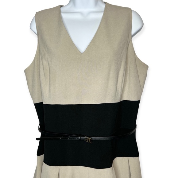 Calvin Klein Sleeveless Color Block Fit & Flare Dress - Picture 2 of 8
